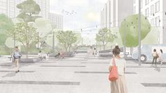 Illustrationer som visar hur norra torget vid Mörby centrum är tänkt att byggas om