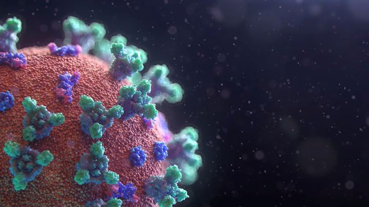 En närbild på en partikel av coronavirus. 