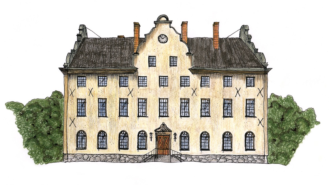 Tecknad bild av Djursholms slott.