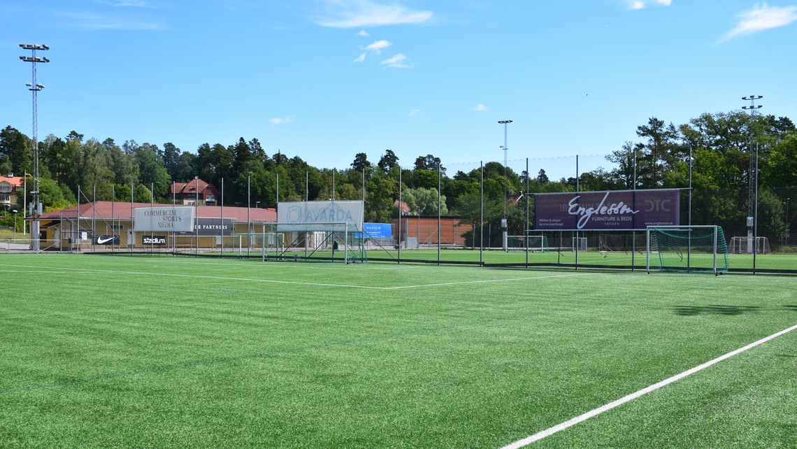 Fotbollsplanen vid Djursholms Idrottsplats.