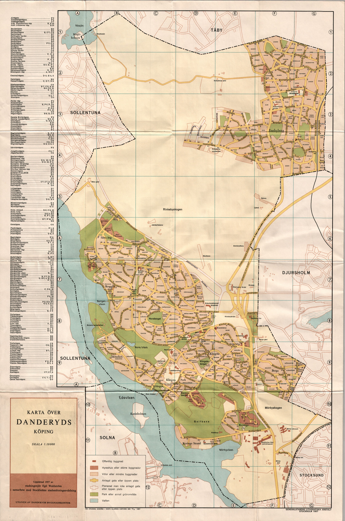 Adresskarta &ouml;ver Danderyds k&ouml;ping fr&aring;n 1957.